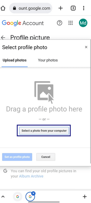 Select pic from device - Add me to search